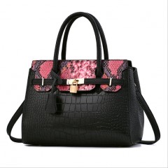 Sac à main   à motif peau de crocodile et peau de serpent