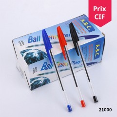 Stylo à bille lot de 50pcs 0.7 mm en plastique noir/bleu/rouge