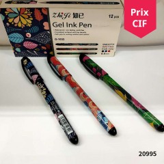 ZHIJI G-1032 stylo neutre lot de 24pcs coque en plastique encre bleu/noir 0.5 mm