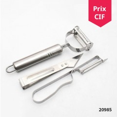 Eplucheur en acier inoxydable Set de trois pièces （éplucheur, pince, raboteuse pointue)