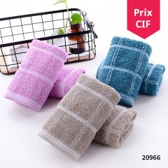 Serviette de toilette lot de 5pcs en polyester et coton à carreaux doux