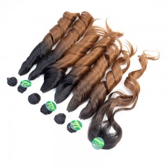 Mèches  en fibre  synthétique avec cheveux bouclés de couleur gradient