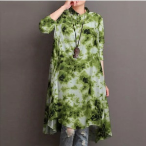 Robe à motif teinté et à manches longues