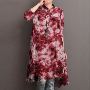 Robe à motif teinté et à manches longues