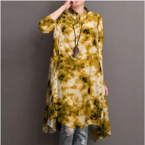 Robe à motif teinté et à manches longues