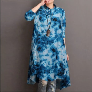 Robe à motif teinté et à manches longues