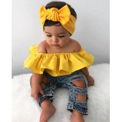 Ensemble Top+ Jean  + Bandeau pour fille