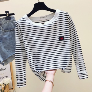 Top à rayé à longues manches pour femme