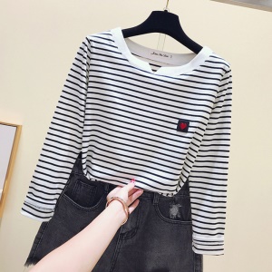 Top à rayé à longues manches pour femme