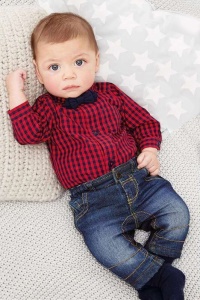 Ensemble chemise carrelée protège couche+ jean pour enfants