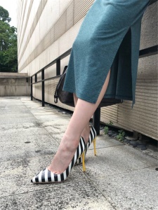 Escarpins motif rayé à talon haut pour femmes