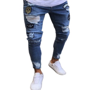 Jeans pour hommes avec broderie trouée