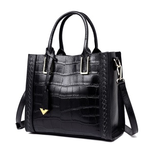 Sac à main en cuir de vache femme avec nylon intérieur et motif crocodile