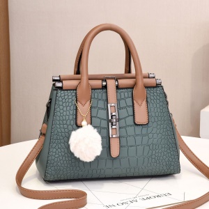 sac à main pour femme à grande capacité en cuir PU crocodile et pendentif vintage