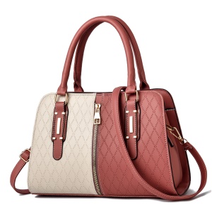 Sac à main en cuir  bicolore à grande capacité
