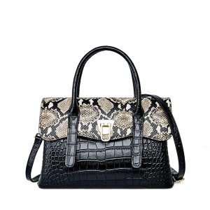 Sac à main pour femmes en  cuir de vache à grande capacité et motif Python