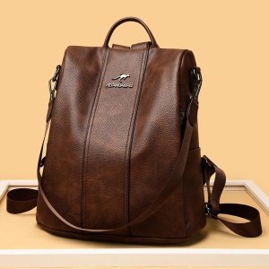 Sac à dos et bandoulière femme  en cuir avec logo en motif kangourou