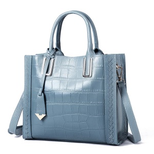 Sac à main en cuir de vache femme avec nylon intérieur et motif crocodile