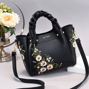 Sac à bandoulière en cuir  brodé lisse et facile à nettoyer