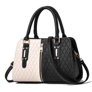 Sac à main en cuir  bicolore à grande capacité