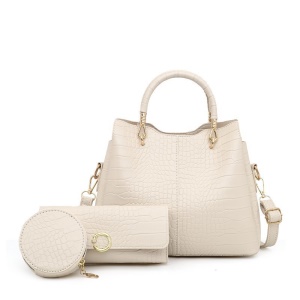 Ensemble de sac à main et porte-monnaie en cuir 3 pcs  avec motif de crocodile