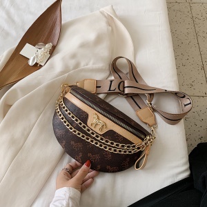 sac à bandoulière et hanche pour femme  semi-circulaire et imprimé avec  accessoires chaîne