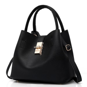 Sac à bandoulière pour femme motif litchi en cuir PU simple