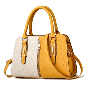Sac à main en cuir  bicolore à grande capacité