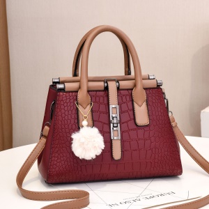 sac à main pour femme à grande capacité en cuir PU crocodile et pendentif vintage