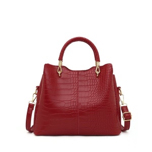 Ensemble de sac à main et porte-monnaie en cuir 3 pcs  avec motif de crocodile