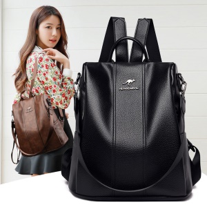 Sac à dos et bandoulière femme  en cuir avec logo en motif kangourou