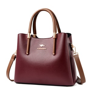 Sac à main pour femmes logo kangourou en cuir PU motif litchi