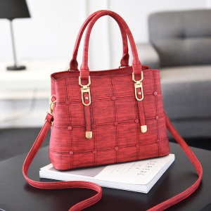 Sac à main en cuir avec rayures à carreaux
