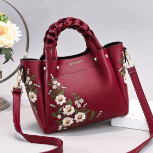 Sac à bandoulière en cuir  brodé lisse et facile à nettoyer