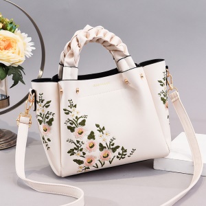 Sac à bandoulière en cuir  brodé lisse et facile à nettoyer