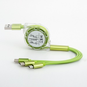 Câble USB rétractable 3 en 1 Multi USB Cordon Chargeur iPhone TYPE C Android
