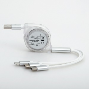 Câble USB rétractable 3 en 1 Multi USB Cordon Chargeur iPhone TYPE C Android