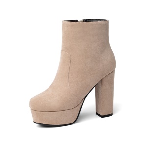 Bottines compensées à talon haut épais avec fermeture zip
