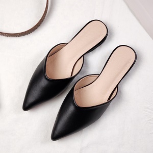 Femmes pantoufles bout pointu en cuir microfibre