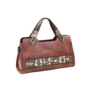 Sac à main pour femmes en cuir de vache avec diamant artificiel