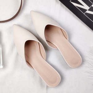 Femmes pantoufles bout pointu en cuir microfibre