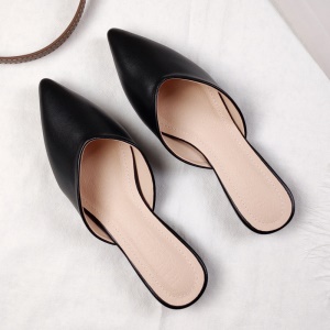 Femmes pantoufles bout pointu en cuir microfibre