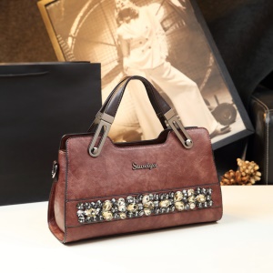 Sac à main pour femmes en cuir de vache avec diamant artificiel
