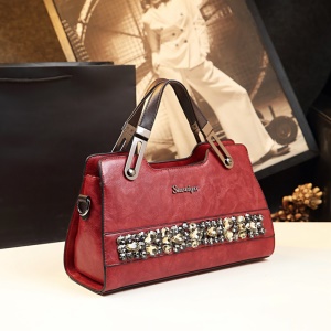 Sac à main pour femmes en cuir de vache avec diamant artificiel