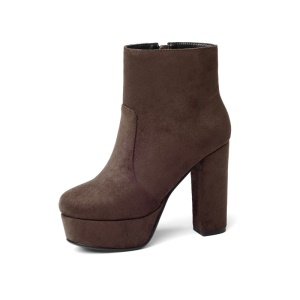 Bottines compensées à talon haut épais avec fermeture zip