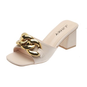 Chaussons pour femmes avec chaîne en métal et talon épais