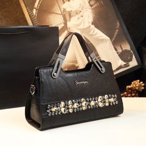 Sac à main pour femmes en cuir de vache avec diamant artificiel