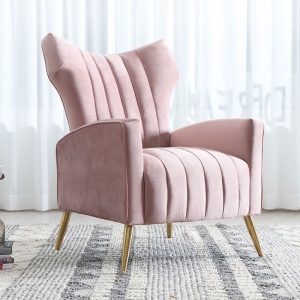Fauteuil en flanelle et bois massif
