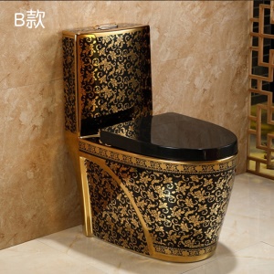 WC en céramique plaqué avec de l'or, désodorisant et silencieux