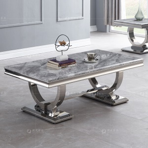 Table basse en acier inoxydable et marbre